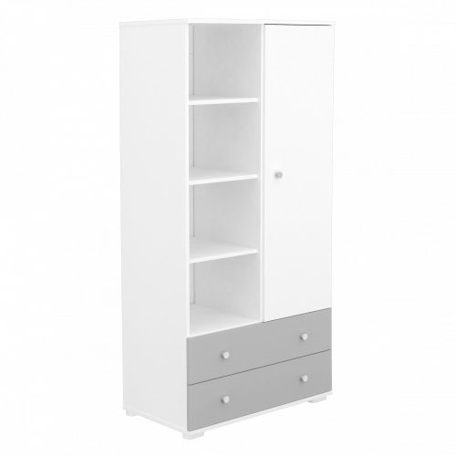 Timba szekrény Erik 1 ajtós 2 fiókos ezüst-fehér