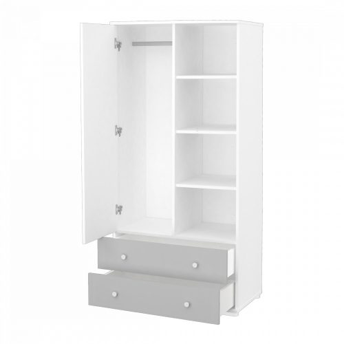 Timba szekrény Erik 1 ajtós 2 fiókos ezüst-fehér