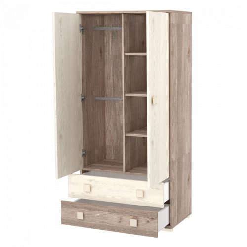 Timba szekrény Viki 2 ajtós 2 fiókos krém-fűz