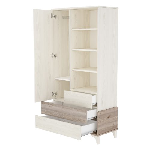 Timba szekrény Kloé 1 ajtós 3 fiókos krém-fűz