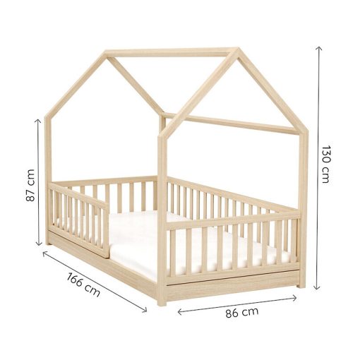 Timba Montessori házikós gyermekágy 80x160cm borostyán