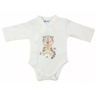 Bébi hosszú ujjú kombidressz biopamut Enikő nyers tigrises 62