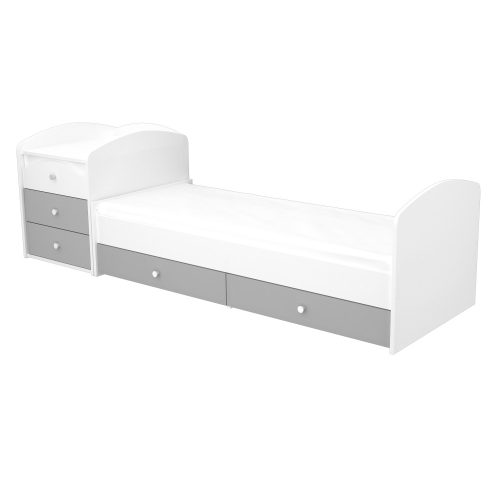 Timba kombiágy Erik maxi 5 fiókos ezüst-fehér