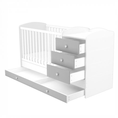 Timba kombiágy Erik 3 fiókos ezüst-fehér