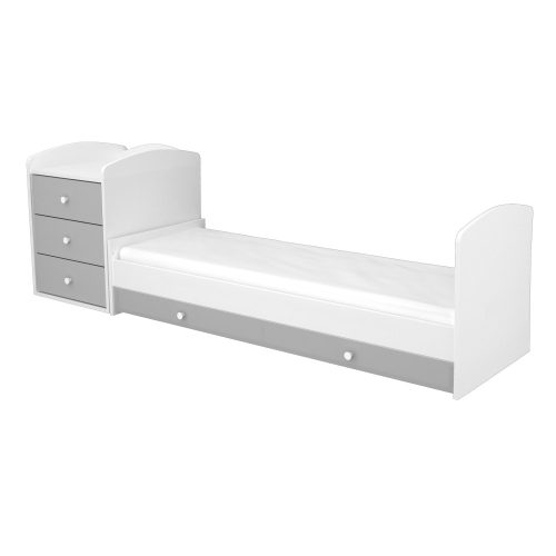 Timba kombiágy Erik 3 fiókos ezüst-fehér