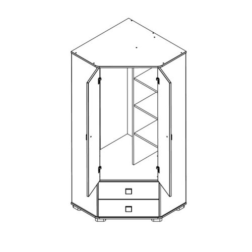 Timba sarokszekrény Viki  2 fiókos krém-fűz