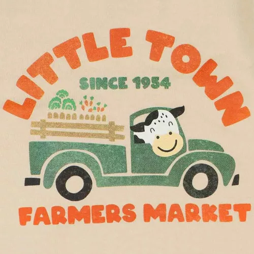 Bébi ujjatlan hálózsák pamut Little Town Famers market homok 62