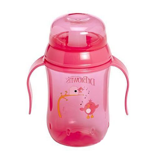 Dr. Browns itatópohár puha csőrrel 270ml - Pink madaras