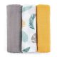 Petite & Mars Bambusz muszlin 3db-os pelenka szett Moussy Ochre Leaves, 68 x 68 cm