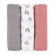 Petite & Mars Bambusz muszlin 3db-os pelenka szett Moussy Rose Rainbows, 68 x 68 cm