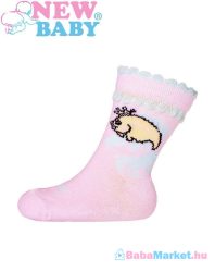 Baba pamut zokni - New Baby rózsaszín hallal