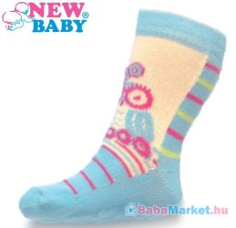 Baba zokni - New Baby ABS-el kék - bézs baglyócskával 74 (6-9 hó)