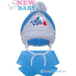 Téli gyerek sapka sállal New Baby kutyus sötét kék