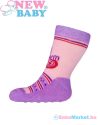 Baba zokni - New Baby ABS-el rózsaszín - lila my heart 74 (6-9 hó)