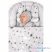 Luxus babafészek párnával és paplannal kisbabák számára - New Baby fehér-szürke csillagok