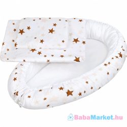 Luxus babafészek - párnával és paplannal kisbabák számára New Baby csillagok barna