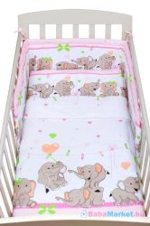 Baba ágynemű szett - 2-részes New Baby 90/120 cm rózsaszín elefántos