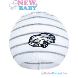   Tavaszi sapka New Baby Autó fehér - sötét szürke 104 (3-4 éves)