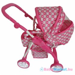 Játékbabakocsi - 2az1-ben Baby Mix rózsaszín - szivecskés