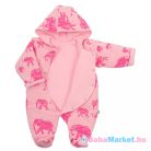 Meleg baba kezeslábas kapucnival Baby Service Elefánt rózsaszín