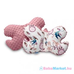 Pillangó alakú párna Minky Sensillo rózsaszín madarak