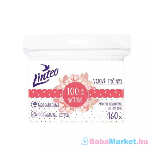 Papír fültisztító pálcika 100% natural Linteo 160 db zacskóban