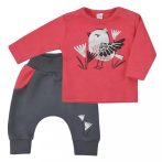   Baba pamut melegítő nadrág és póló Koala Birdy sötét rózsaszín - 56 (0-3 h)