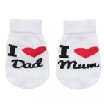   Csecsemő pamut zokni New Baby I Love Mum and Dad fehér 56 (0-3 h)