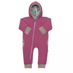   Meleg tavaszi kezeslábas kapucnival New Baby Spring purple-pink 56 (0-3 h)