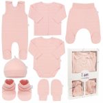   7-részes baba együttes újszülötteknek New Baby I AM rózsaszín 56 (0-3 h)