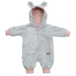   Luxus baba téli kezeslábas New Baby Teddy bear szürke rózsaszín 68 (4-6 h)