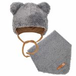   Téli baba sapka és nyakba való kendő New Baby Teddy bear szürke 62 (3-6 h)