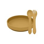   PETITE&MARS Szilikon 2 részes étkészlet TAKE&MATCH  tányér + evőeszközök Intense Ochre 6hó+