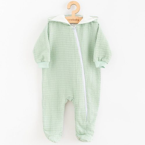 Baba muszlin kezeslábas kapucnival New Baby Comfort clothes zsálya színű