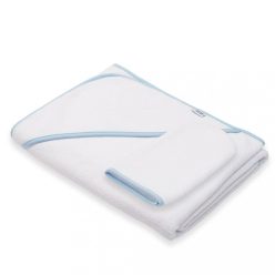   Gyermek frottír törölköző és kapucnival New Baby BASIC 100x100 fehér-kék