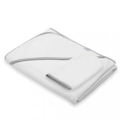   Gyermek frottír törölköző és kapucnival New Baby BASIC 100x100 fehér-szürke