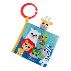  Chicco Animals' Book állatos textilkönyv és bábjáték csörgő felületekkel