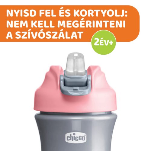 Chicco Kids Pop Up 350ml szívószálas kulacs 2év+ 0% BPA