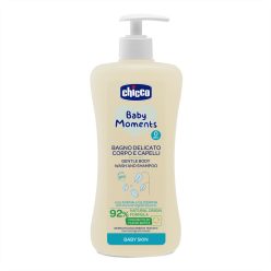   Chicco Fürdető & sampon 500 ml - újszülöttbőrre Baby Moments zabkivonat és növényi glicerin, semleges pH