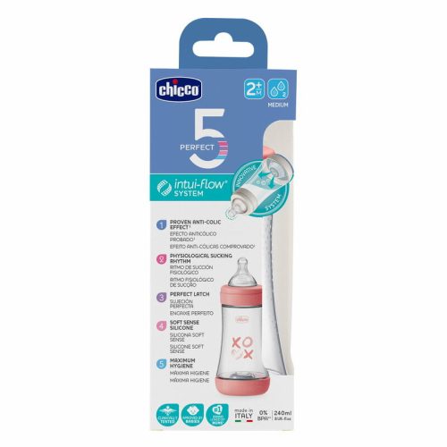 Chicco Perfect5 240 ml biofunkcionális cumisüveg közepes átfolyás