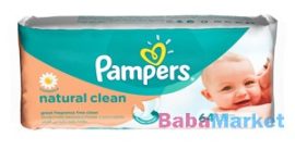 Pampers Natural Clean babatörlőkendő 64 lapos