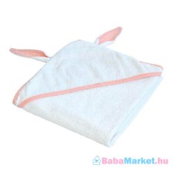 Kikkaboo fürdőlepedő kapucnis 80x80cm Little Bunny nyuszifüles fehér/pink