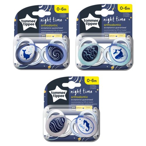 Tommee Tippee Közelebb a természeteshez Night játszócumi 0-6hó 2 db