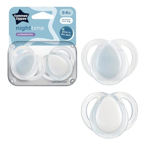 Tommee Tippee játszócumi CTN Night 2 db 0-6 hó pasztell