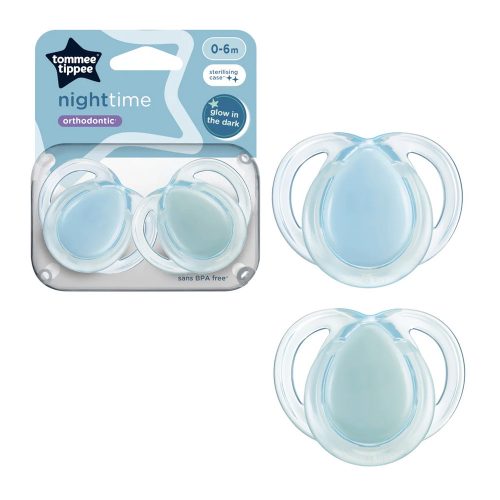 Tommee Tippee játszócumi CTN Night 2 db 0-6 hó pasztell