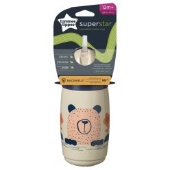   Tommee Tippee itatópohár - Superstar Insulated Straw Cup szívószálas hőtartó 266ml 12hó drapp