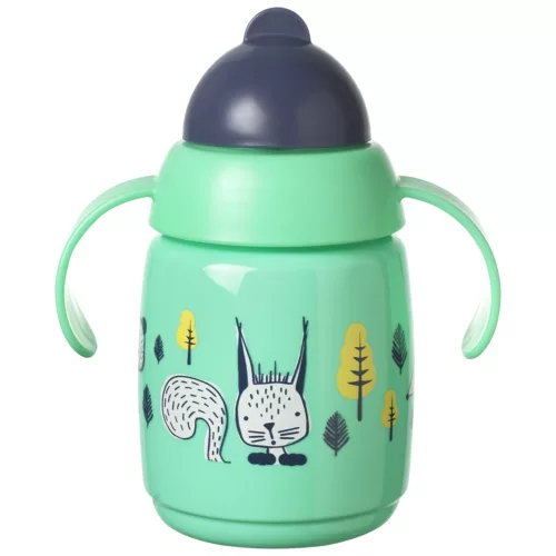 Tommee Tippee itatópohár - Superstar Training Straw Cup szívószálas 300ml 6hó zöld