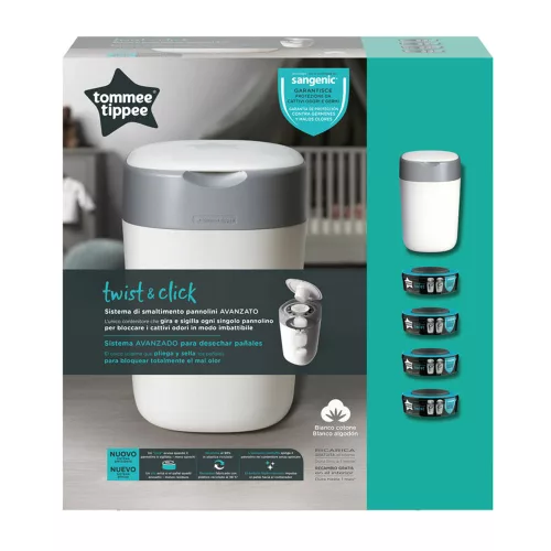 Tommee Tippee pelenkacsomagoló utántöltő 4db,  pelenkatároló szemetessel Twist & Click