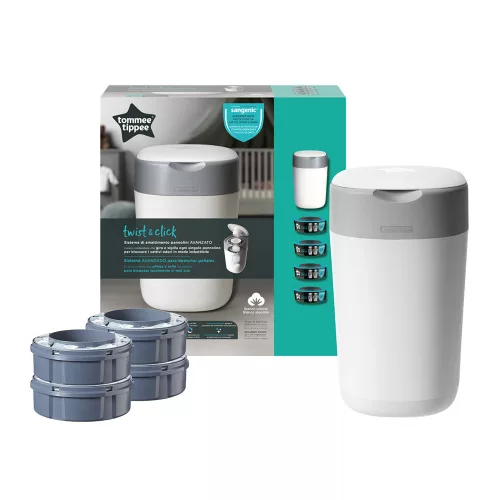 Tommee Tippee pelenkacsomagoló utántöltő 4db,  pelenkatároló szemetessel Twist & Click