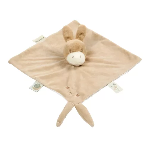 Nattou szundikendő plüss és pamut 28x28 cm LouLou Comforter csacsi karamell